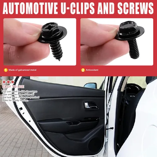 Vista 6 de Hilitchi Kit surtido de tuercas y tornillos en U para automóvil, incluye 4 tamaños de clips de tuerca en U, clips tipo U, clips de fijación