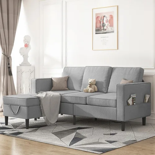 Vista 17 de Mjkone Juego de sofás de 3 piezas de 78 pulgadas de ancho para sala de estar, juegos de muebles seccionales en forma de L de 3 plazas, sofá y sofá