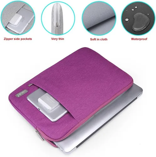 Vista 4 de Funda Lacdo de 11 a 15 in con tela impermeable para Macbook Air Pro, Púrpura