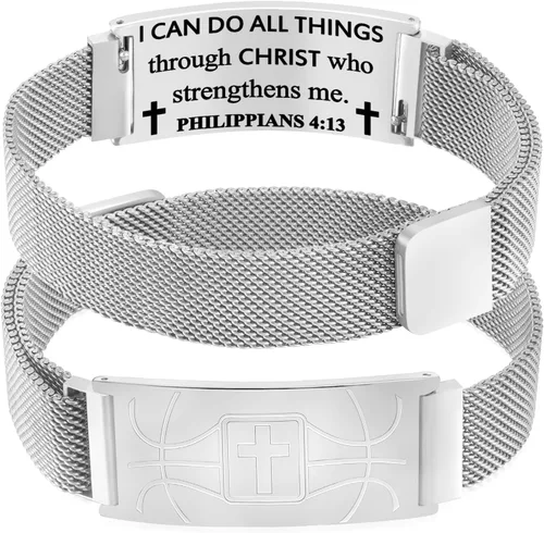 Vista 68 de Regalos de graduación, pulsera de fútbol, fútbol, baloncesto, béisbol, regalos de pulsera, pulseras de cruz de fe para hombres, bautismo, primera
