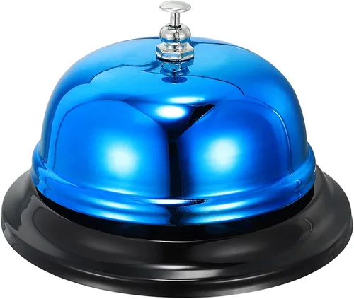 Vista 16 de uxcell Campana de escritorio, 3.346 in (3.35 pulgadas) para restaurantes, servicio, azul