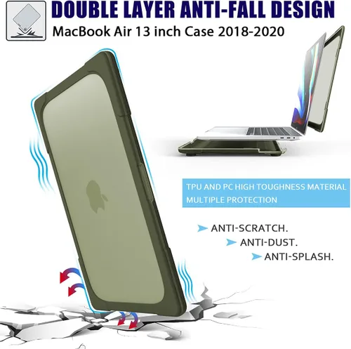 Vista 5 de Mektron Funda rígida para MacBook Air 13 A1466 A1369, resistente y de doble capa, con parachoques de policarbonato TPU para MacBook Air de 13.3