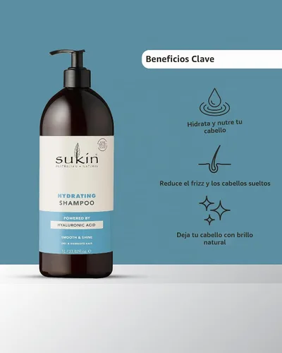 Vista 5 de Sukin Champú hidratante para el cuidado del cabello, 33.82 onzas