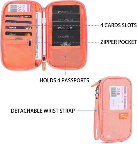 Vista 35 de VanFn Cartera RFID para pasaporte de viaje, soporte para pasaporte familiar, organizador de documentos de viaje serie P.Travel (nailon, gris)