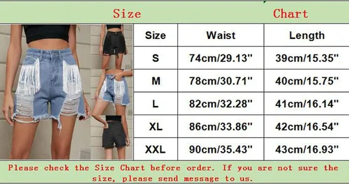 Vista 6 de Pantalones cortos de mezclilla para mujer, con agujeros rasgados, pantalones cortos para mujer, con dobladillo deshilachado, cintura media
