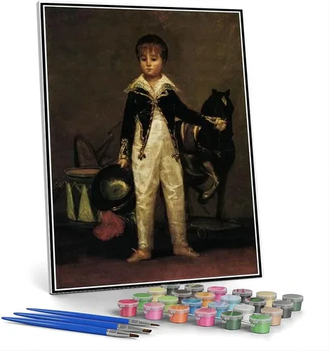 Vista 9 de Kits de pintura por números para adultos y niños maría Luisa de Parma usando alforjas Pintura por Francisco Goya DIY Pintura al óleo por números