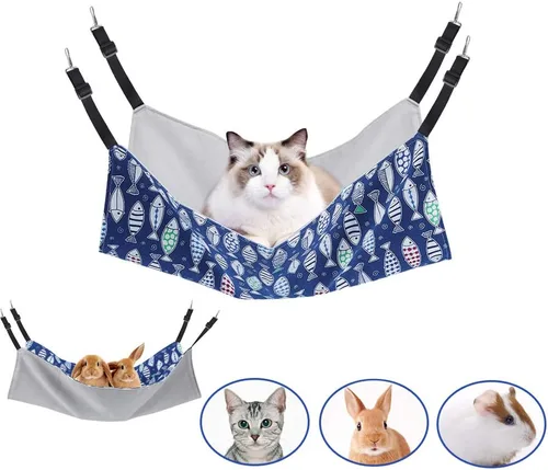 Vista 7 de Hamaca para gatos para jaula, hamaca colgante ajustable para gatos de 22 x