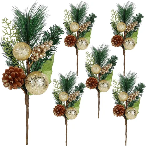 Vista 10 de DR.DUDU Paquete de 12 ramitas de bayas artificiales para decoración de árbol de Navidad, tallos de bayas rojas de Navidad para manualidades