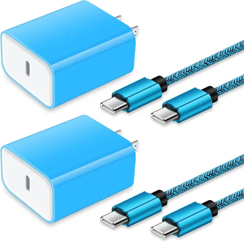 Vista 10 de Cargador tipo C de carga rápida, paquete de 20 W, bloque de cargador súper rápido para teléfono Android con cable USB C a C de 6 pies para Samsung