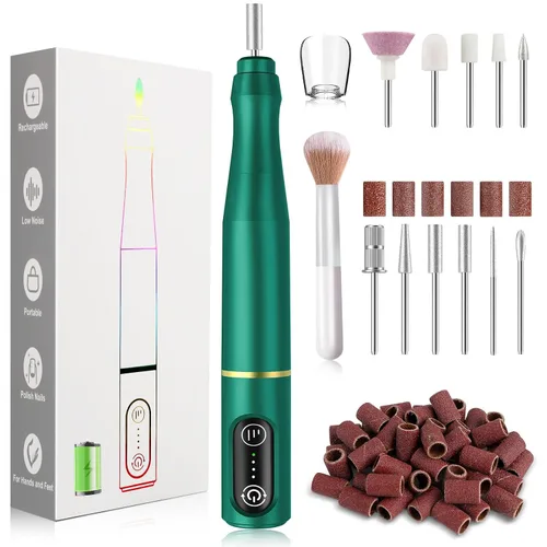 Vista 14 de TUOBEO - Kit de lima de uñas eléctrica para taladro de uñas inalámbrico, juego de archivos electrónicos recargables Negro