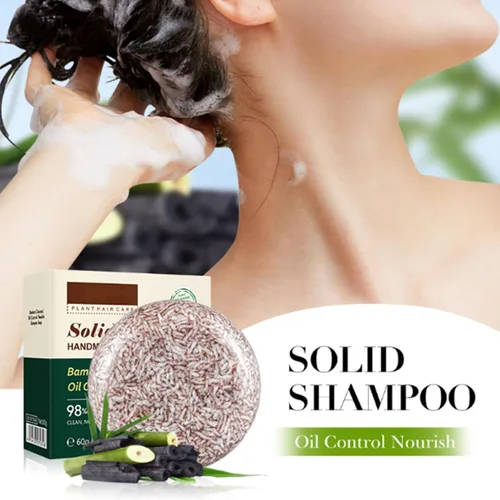 Vista 2 de Moily Barra de champú de oisturización, a base de plantas para hidratación y limpieza del cabello seco, carbón de bambú, talla única