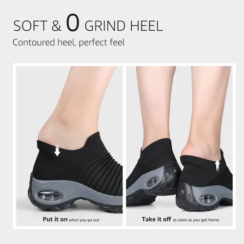 Vista 7 de STQ - Tenis para caminar, sin cordones, de malla transpirable, cómodos, a la moda, mocasines con plataforma de cuña para mujer