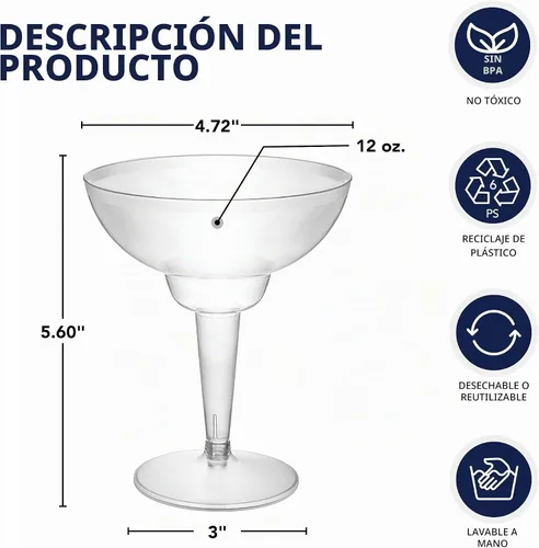 Vista 2 de Party Essentials 10 vasos de plástico duro de dos piezas, 12 onzas, transparentes