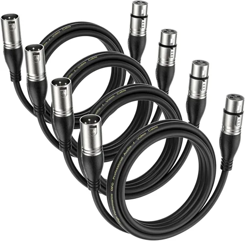 Vista 12 de EBXYA Cable XLR de 2 pies, paquete de 10 unidades, cable de micrófono equilibrado premium con cable XLR de 3 pines macho a hembra, color negro