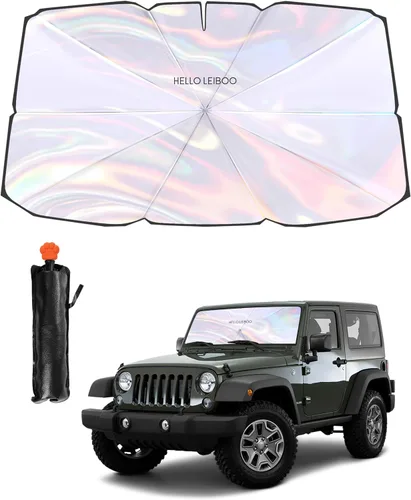 Vista 11 de helloleiboo Parasol para parabrisas de automóvil, protector de visera solar contra rayos UV y calor, reflector plegable, sombrilla para parabrisas