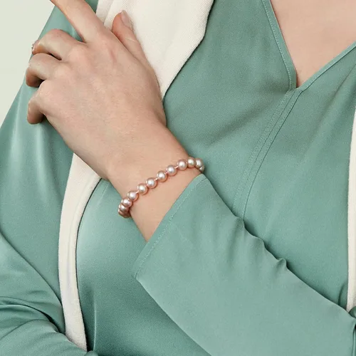 Vista 2 de The Pearl Source Pink Freshwater Pearl Bracelet for Women - Genuine Cultured Pearls, AAA Grade, 7.0-7.5mm in Sterling Silver