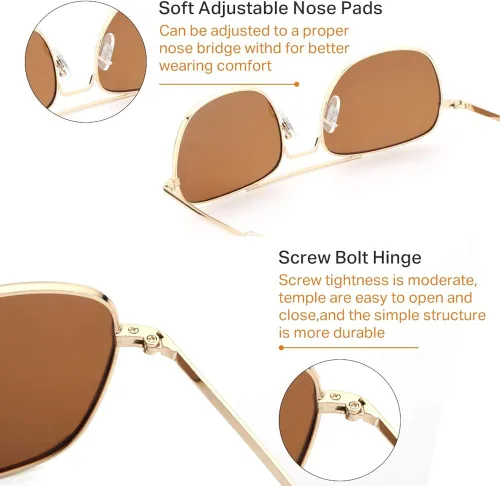 Vista 5 de IOHLNG Mens Aviator Sunglasses Polarized 55mm Pilot Military Square Shades with Bayonet Temples