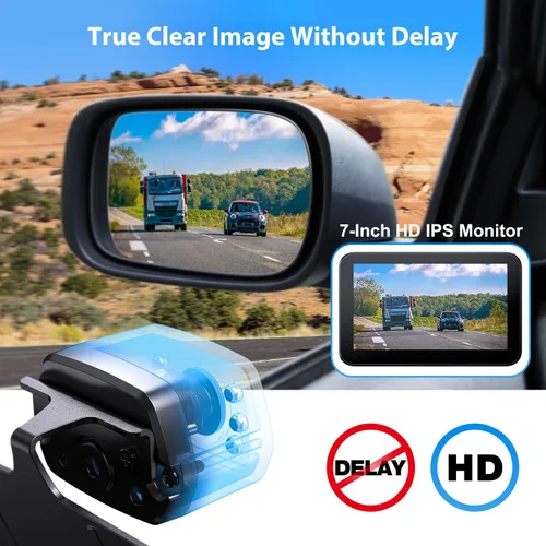 Vista 5 de ZEROXCLUB Kit de cámara de respaldo con cable con monitor de 7 pulgadas, pantalla HD 1080P para automóvil, camioneta, SUV, furgoneta, RV, visión