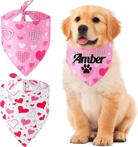 Vista 12 de Bandana personalizada para perro con nombre bordado, bufanda para cuello personalizada, babero triangular, accesorios para mascotas para perros