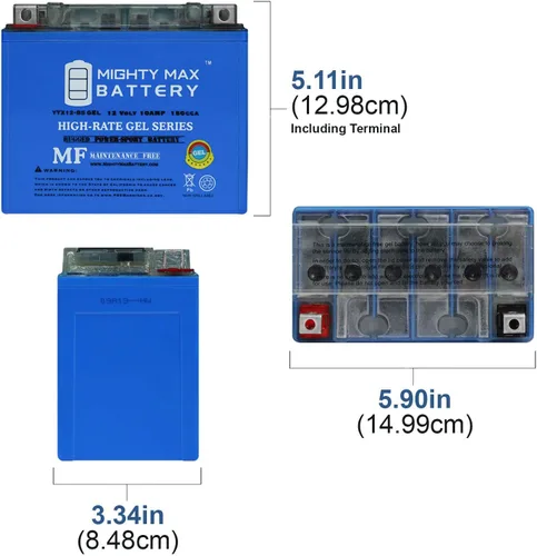 Vista 2 de Mighty Max Battery YTX12-BSGEL 12V 10Ah GEL Replacement Battery Compatible with Triumph 865 Scrambler 13-15 - 6 Pack