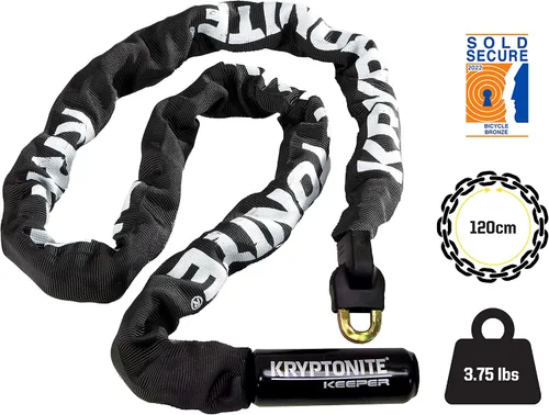 Vista 4 de Kryptonite Keeper 712 - Candado de cadena para bicicleta, 4 pies de largo, resistente, antirrobo, con llaves para bicicleta, motocicleta, scooter