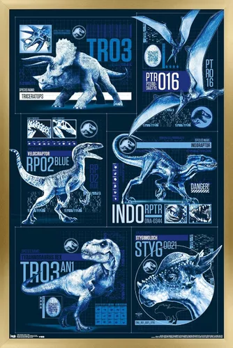 Vista 29 de Trends International Jurassic World: Fallen Kingdom - Póster de pared con cuadrícula, 14.725 x 22.375 pulgadas, versión enmarcada de madera