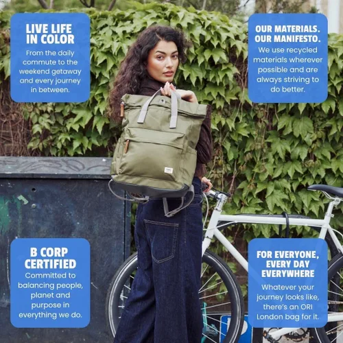 Vista 9 de ORI LONDON Mochila Rolltop para hombre y mujer - Mochila de viaje mediana de nailon para portátil y accesorios - The Canfield, Palta, Mediana