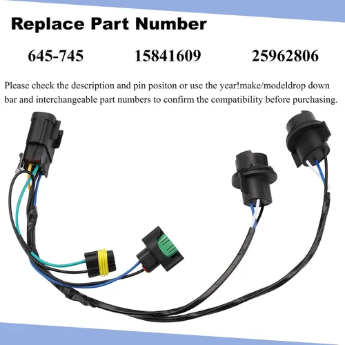 Vista 3 de Arnés de cableado de faros delanteros, conjunto de arnés de cables de faros delanteros compatible con Chevy Silverado 2008-2014, reemplaza 645-745