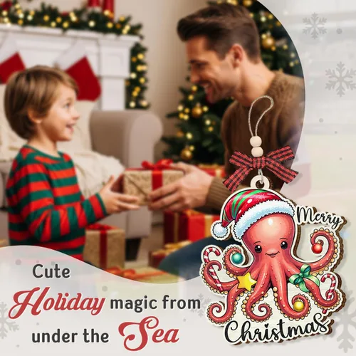Vista 8 de Adorno de pulpo 2025, regalos de pulpo para amigos, mujeres, compañeros de trabajo, regalos para amantes de los animales con temática oceánica