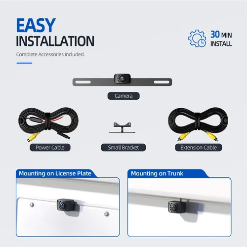 Vista 9 de eRapta ERT01 Cámara de respaldo HD para placa de matrícula de visión trasera cámara de reversa universal para camioneta, automóvil, SUV, ángulo