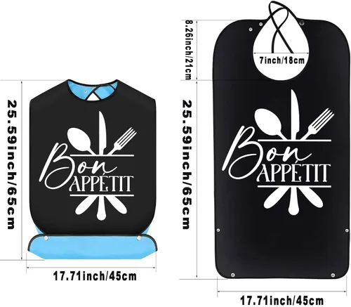 Vista 2 de JNIAP Foodie - Baberos para adultos con atrapador de migas, bromas de mordaza, babero, regalo ajustable, protectores de ropa para comer para adultos