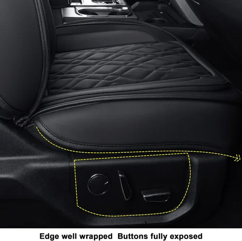 Vista 4 de LUCKYMAN CLUB Fundas de asiento delanteras F150 J03-Q3 con piel sintética impermeable, para Ford F150 2015-2025 y F250 F350 F450 2017-2025
