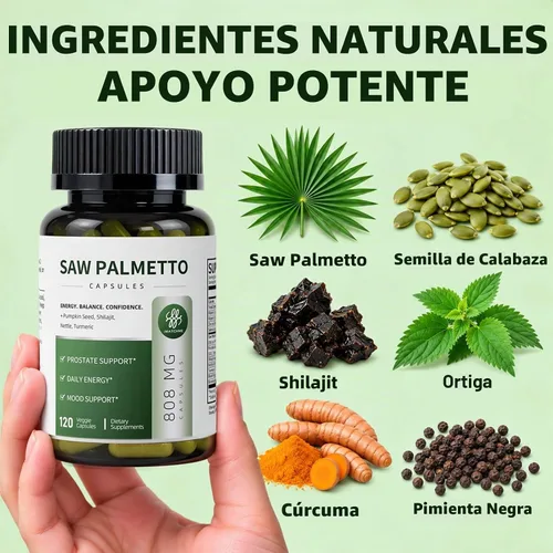 Vista 7 de Saw Palmetto con extracto de semilla de calabaza para la salud