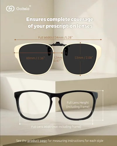 Vista 16 de Goiteia Oversized Polarized Clip on Sunglasses over Prescription Glasses for Women Men-Round Frame,UV400Protection