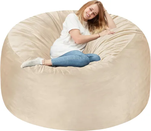 Vista 79 de Homguava - Sillón puff de 3 pies Sillón estilo puff grande de 3 pulgadas con relleno de espuma viscoelástica, sofá suave con funda de terciopelo