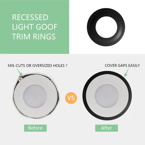 Vista 3 de Soliseed Anillo Goof de 5/6 pulgadas para iluminación empotrada, anillo negro para moldura de goof, diámetro exterior de 8.62 pulgadas, diámetro