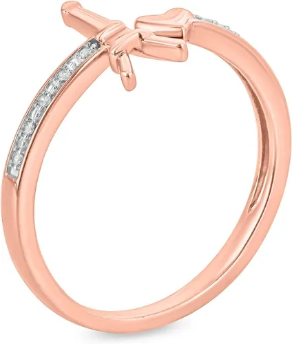 Vista 2 de Anillo abierto con forma de corazón y torre Eiffel para mujer, chapado en oro rosa, chapado en oro amarillo o plata de ley 925, anillo de mujer