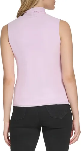 Vista 3 de Calvin Klein Blusa de cuello alto de malla casual para mujer