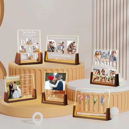 Vista 7 de Regalos de cumpleaños personalizados para el día del padre, para papá, de hija, hijo, esposa, marco de fotos con placa acrílica personalizada