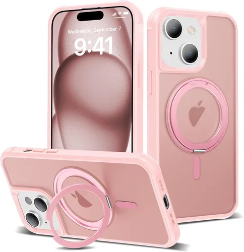 Vista 48 de Funda para iPhone 11 con soporte de anillo magnético giratorio de 360° [compatible con Mag-Safe] [Protección de grado militar] Funda translúcida