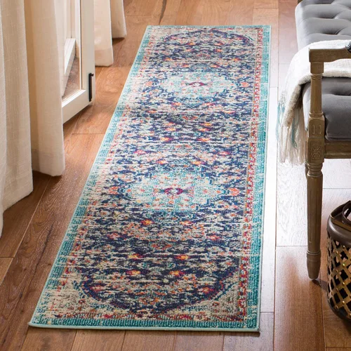 Vista 24 de SAFAVIEH Colección Madison MAD447B - Tapete bohemio con medallón antiguo y elegante, no desprende pelusa, para la sala, dormitorio, comedor