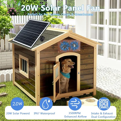 Vista 3 de Kit de ventilador solar de 20 W para gallineros, invernaderos