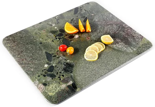 Vista 20 de Tabla de cortar de granito para cocina, tabla grande de quesos de losa de mármol de 16 x 12 pulgadas, tabla de servir rectangular para hornear