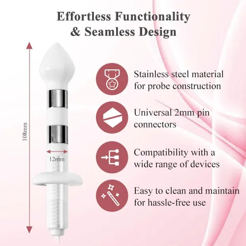 Vista 5 de Sonda para Tónico de Kegel, Estimulación Muscular Eléctrica del Suelo Pélvico, Incontinencia - Compatible con TENS/EMS