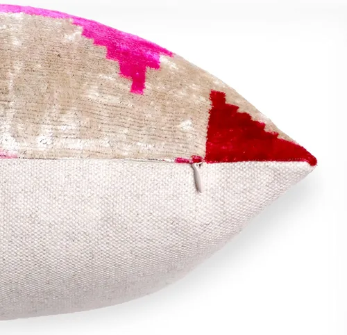 Vista 3 de CANVELLO -Exquisita almohada de plumón/cojín: almohadas de plumas elegancia y arte Almohadas icónicas con diseño Ikat Seda de terciopelo suave