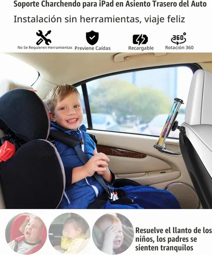 Vista 7 de Charchendo [Ajuste personalizado] Soporte de tableta para Tesla Model Y y Model 3, soporte de respaldo de asiento integrado para iPad Pro Air Mini