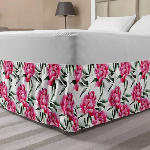 Vista 5 de Lunarable Falda de cama elástica de trébol, tréboles de cultura irlandesa con temática del día de San Patricio, 4 hojas, falda de cama de tela