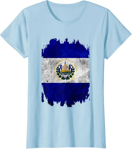 Vista 21 de Camiseta con bandera de El Salvador de El Salvador con diseño de bandera de El Salvador, Negro, S