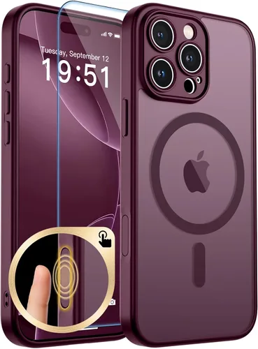 Vista 205 de zapica Funda magnética para iPhone Air, con protector de pantalla de vidrio templado, compatible con MagSafe, translúcida mate, a prueba de golpes