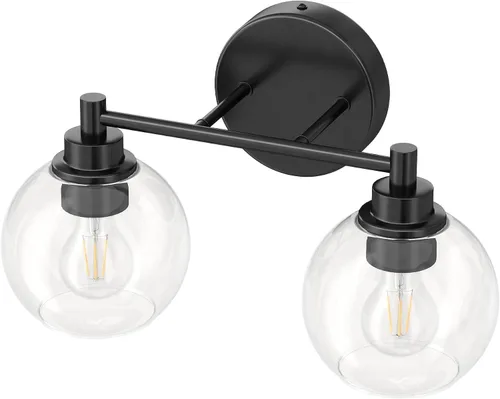 Vista 9 de VONLUCE Accesorios de iluminación de baño, luz de tocador de baño de 2 luces con pantallas de vidrio globo E26, luces de tocador para dormitorio